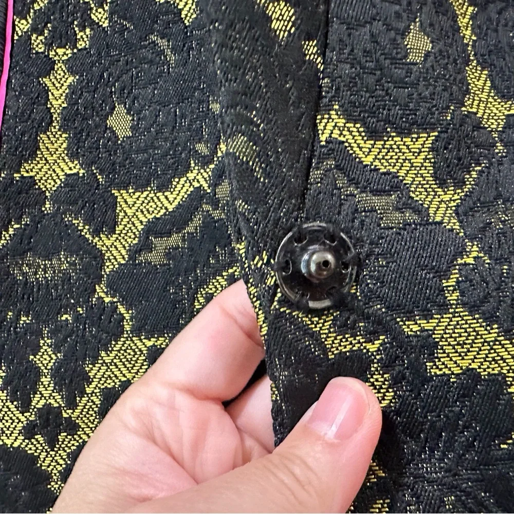 Banana Republic L’Wren Scott Blazer Bright Celery Black Floral Jacquard Peplum 2 - Picture 11 of 11